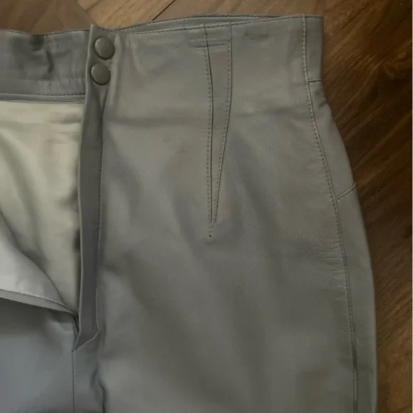 Vintage Roberto Fabris ParisGray Leather Straight Pencil Skirt Size 40